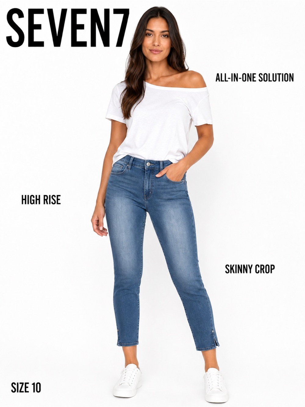 Seven7 All-in-One Solution High-Rise Skinny Crop Jeans Size 10